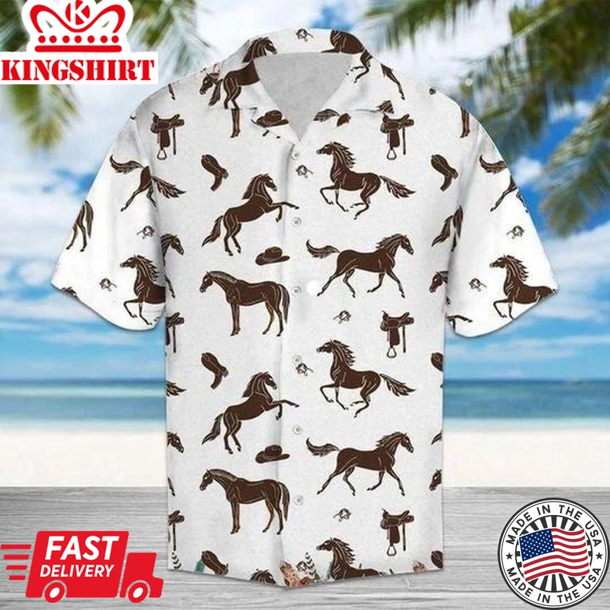 Hawaii Shirt ? Amazing Brown Horses And Cowboy Hawaiian Aloha Shirts