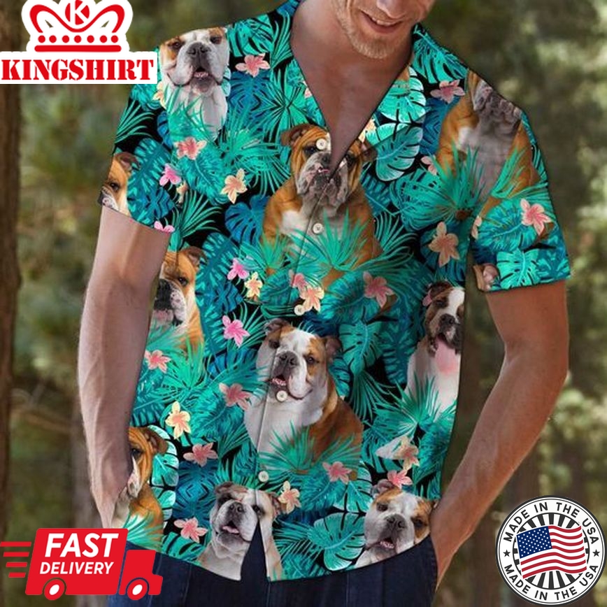 Hawaii Shirt ? Bulldog Tropical Short Sleeve Hawaiian Aloha Shirt