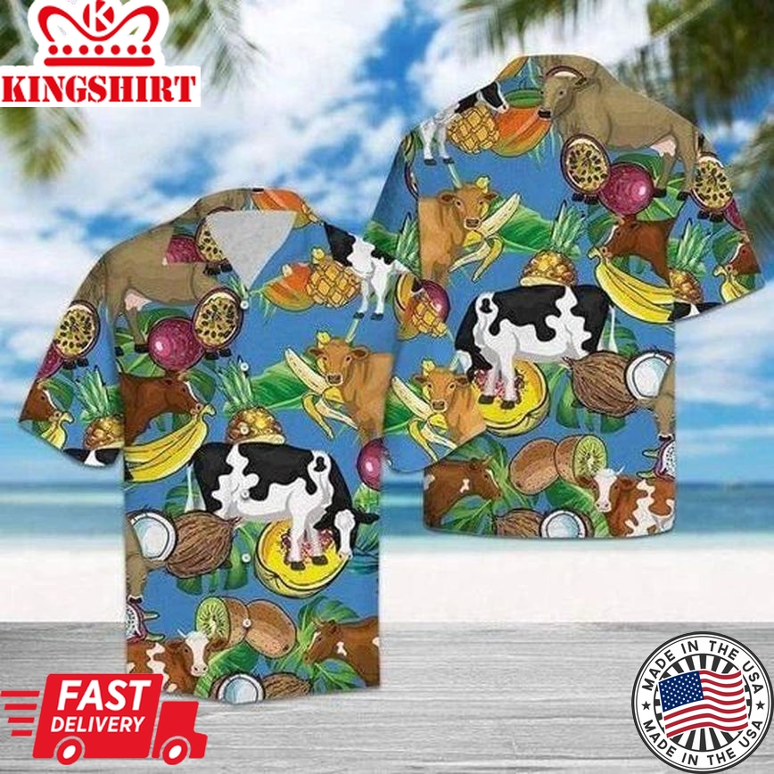 Hawaii Shirt ? Cow Tropical Fruits Hawaiian Aloha Shirts