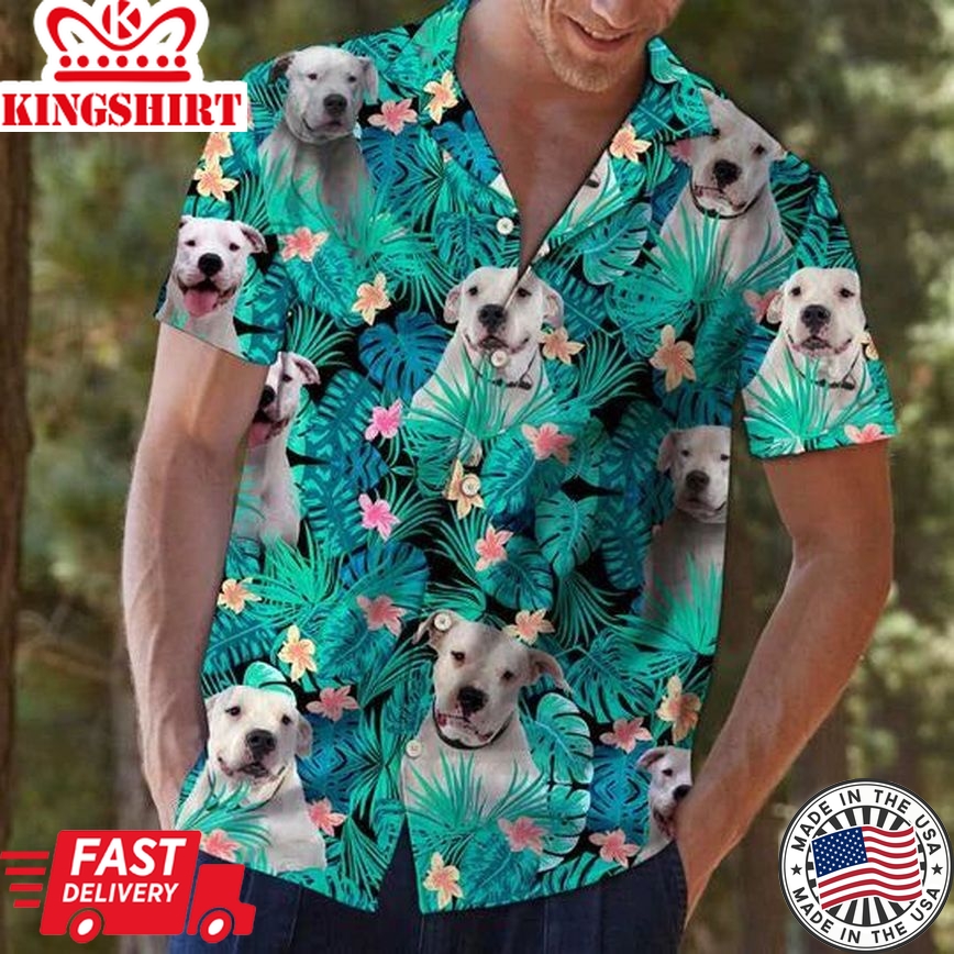 Hawaii Shirt ? Dog Argentino Tropical Hawaiian Shirt Men, Short Sleeve Hawaiian Aloha Shirt