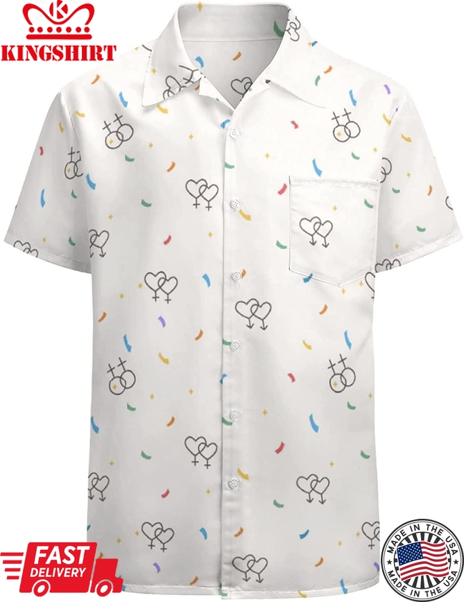 Hawaii Shirt Pride Month Rainbow Lgbt Print Summer Hawaiian Shirts Beach Shirts