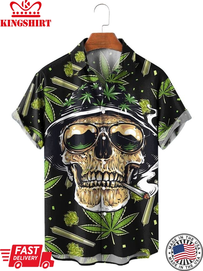 Hawaii Skull Print Chest Pocket Holiday Shirt Plus Size Shirt