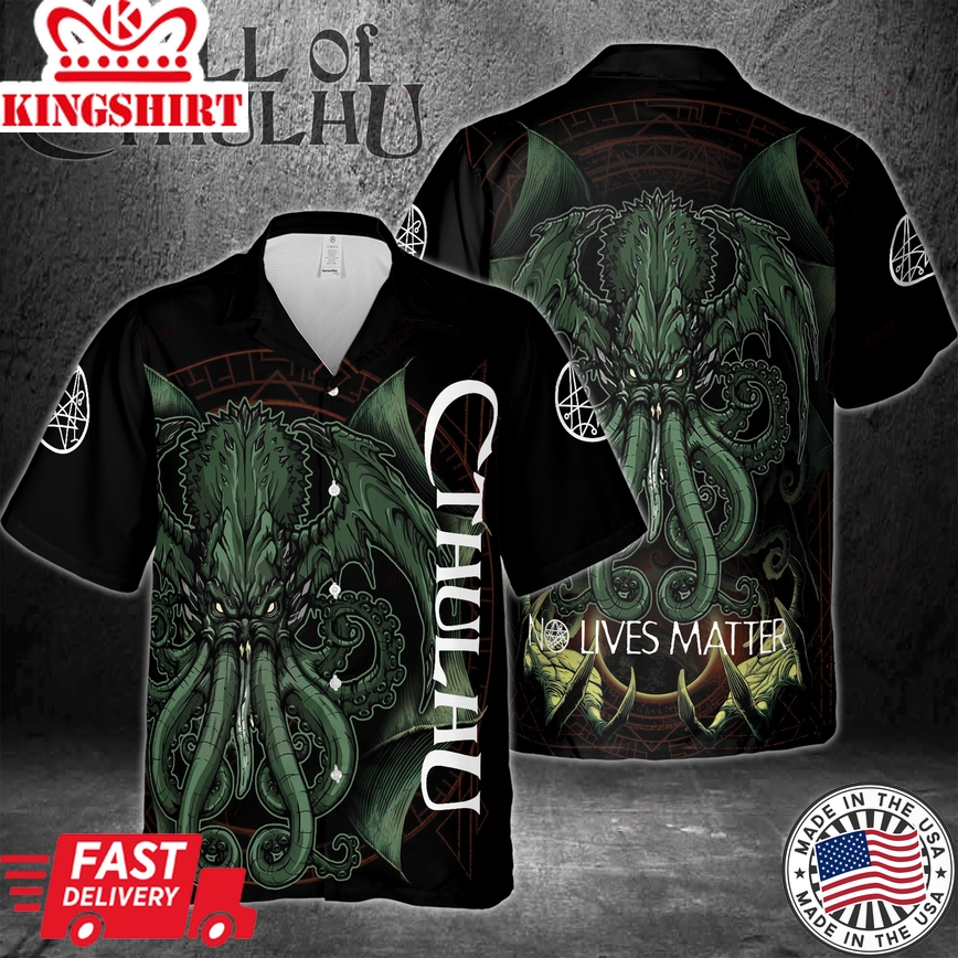 Hawaiian 3D Tee Embracing the Mystery of Cthulhu No Lives Matter