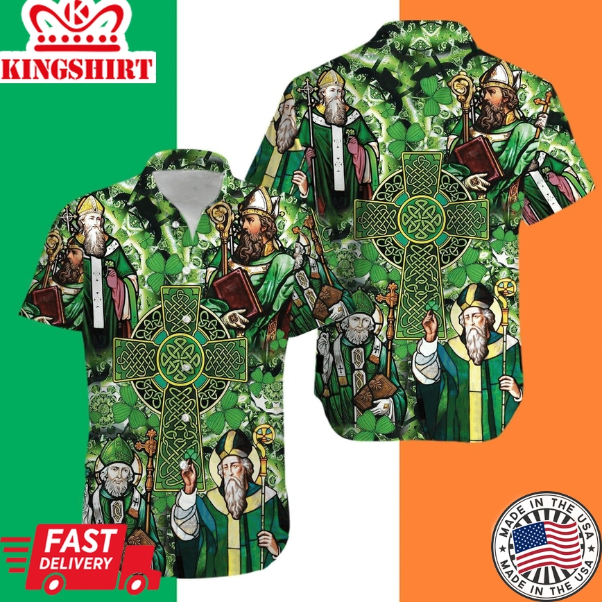 Hawaiian Aloha Hawaii Shirts Happy Saint Patricks Day Cross