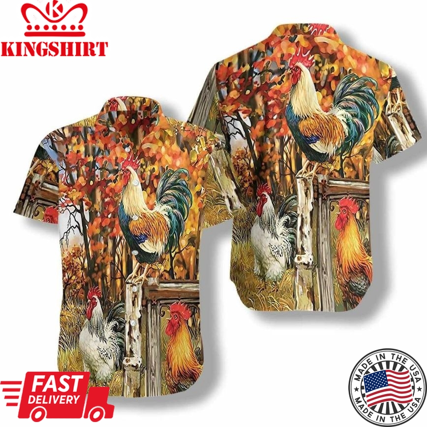 Hawaiian Aloha Shirts Chicken Family Farm, Chicken Lover Trendy Hawaiian Shirt For Summer Gifts