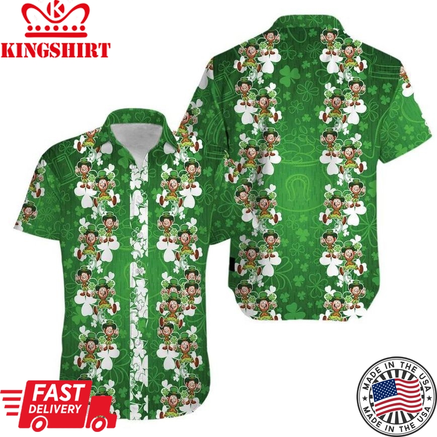 Hawaiian Aloha Shirts Irish St Patrick's Day Leprechaun Shamrock