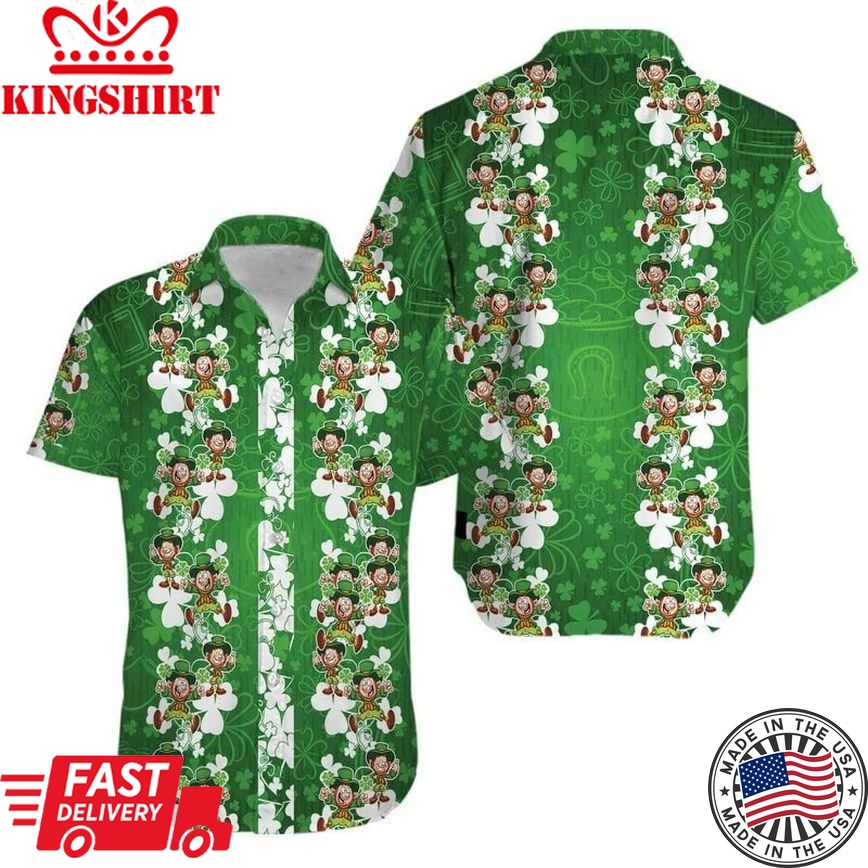 Hawaiian Aloha Shirts Irish St Patrick's Day Leprechaun Shamrock