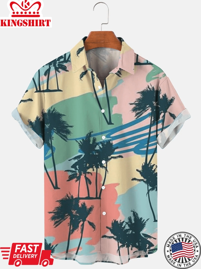 Hawaiian Aoconut Tree Men's Trendy Hawaiian Shirts