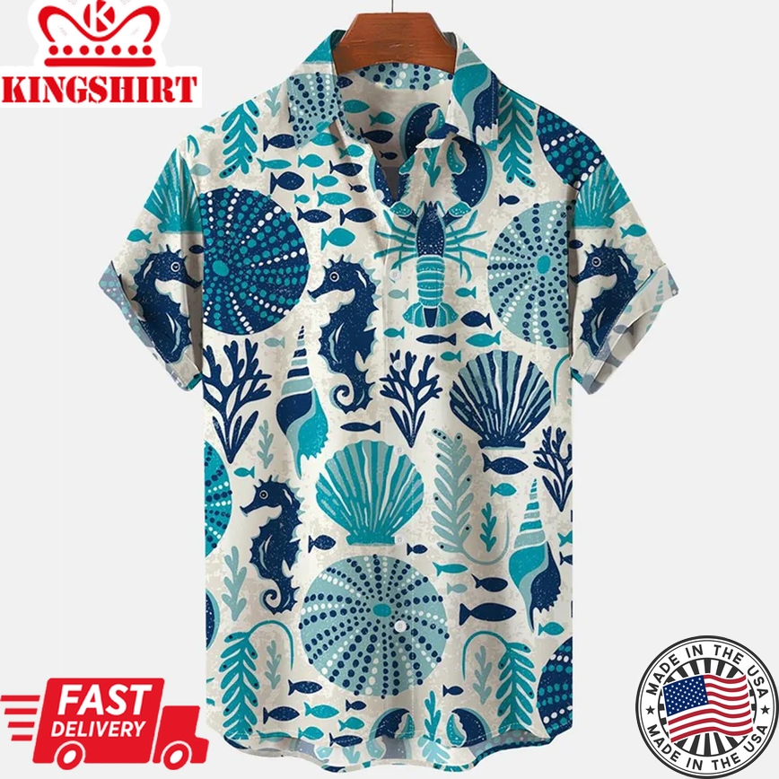 Hawaiian Beach Ocean Seahorse Men's Shirts