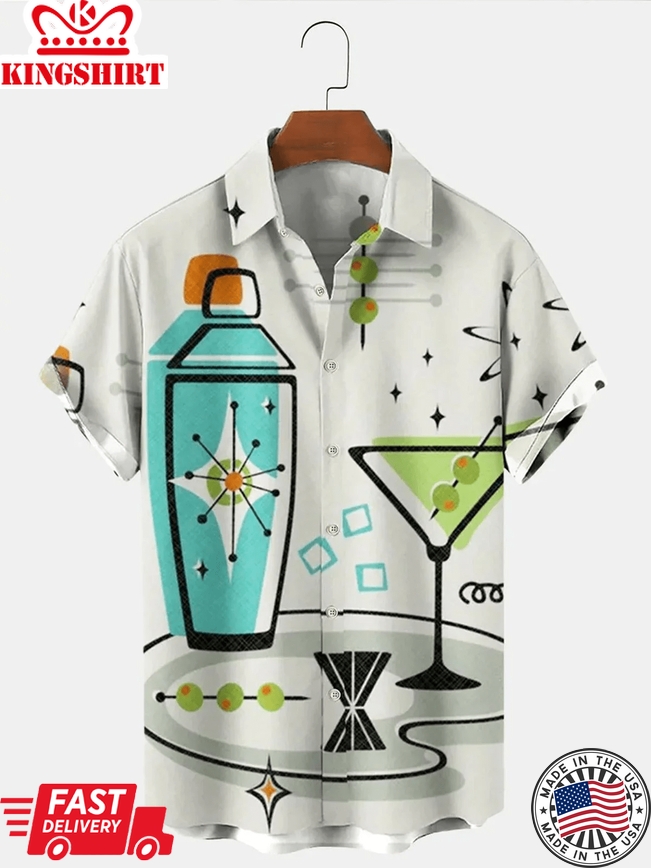 Hawaiian Cocktail Bartending Drink Party Men's Trendy Hawaiian Shirts