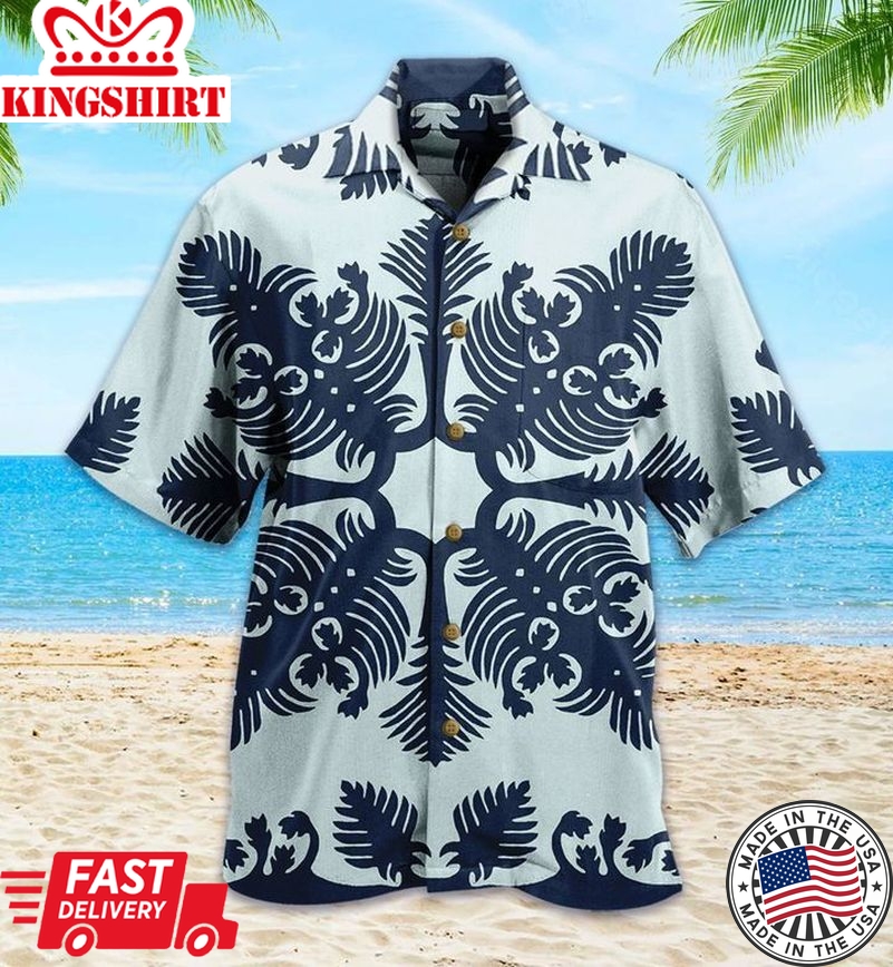 Hawaiian Flower Blue Trendy Hawaiian Shirt 3D, Coral Trendy Hawaiian Shirt For Summer Gifts