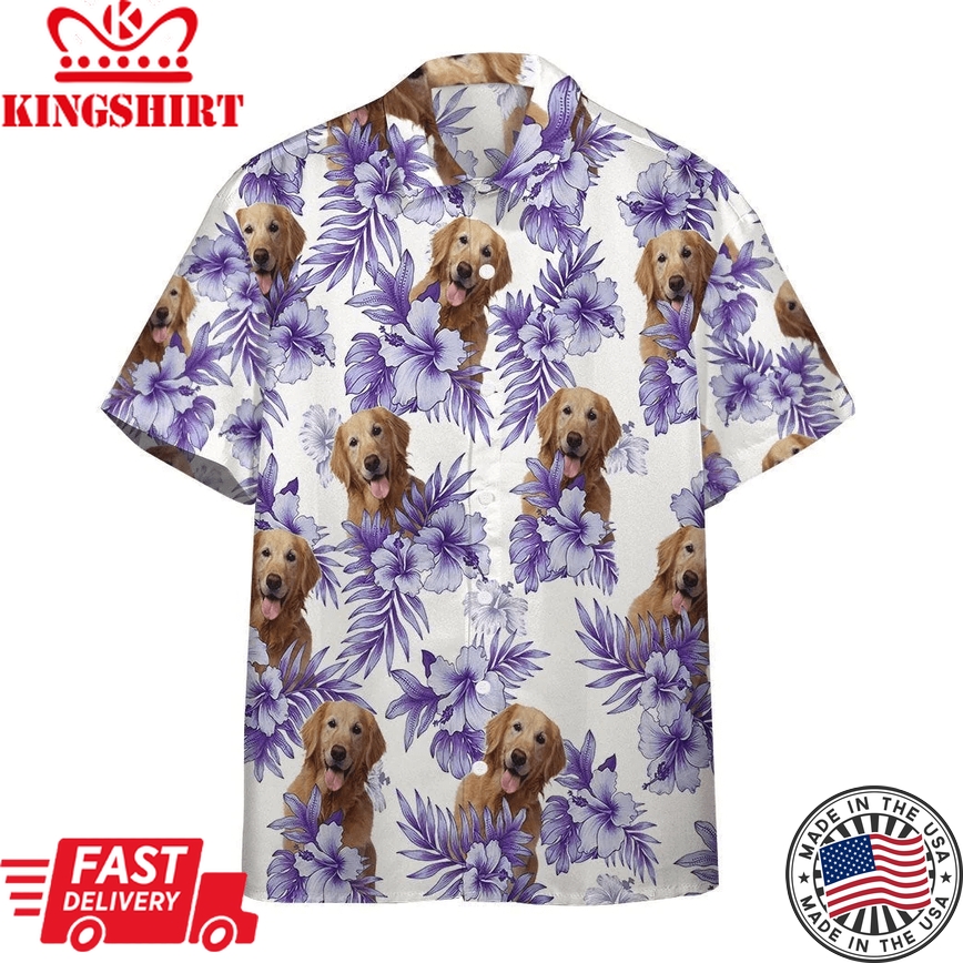 Hawaiian Hibiscus Golden Retriever Trendy Hawaiian Shirt Adult