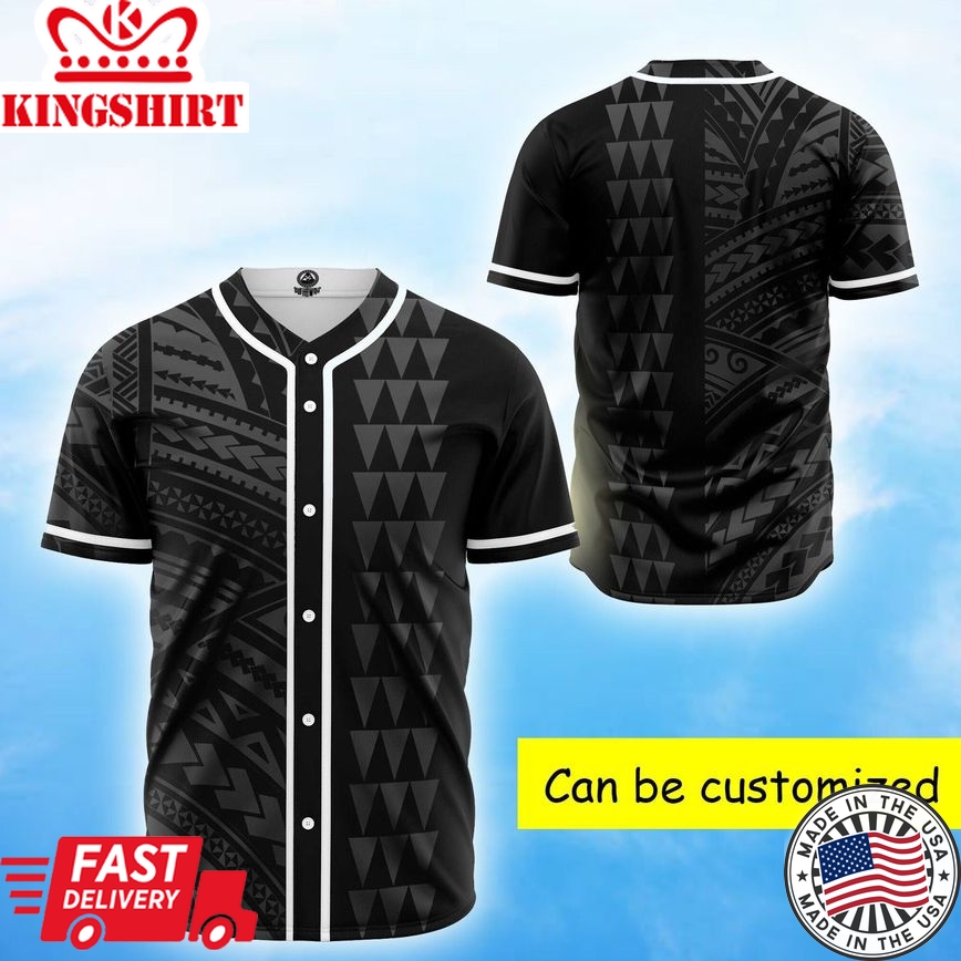 Hawaiian Kakau Grey Polynesian Baseball Tee Jersey Shirts 3D