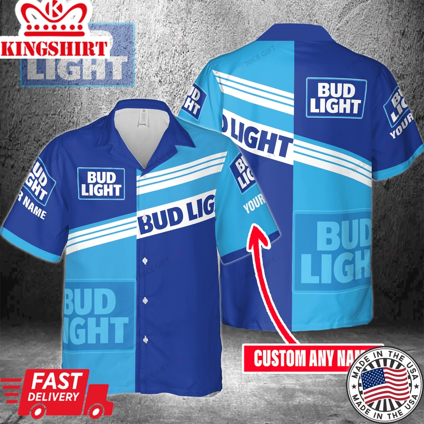 Hawaiian Shirt Customized Name Print by Bud Light