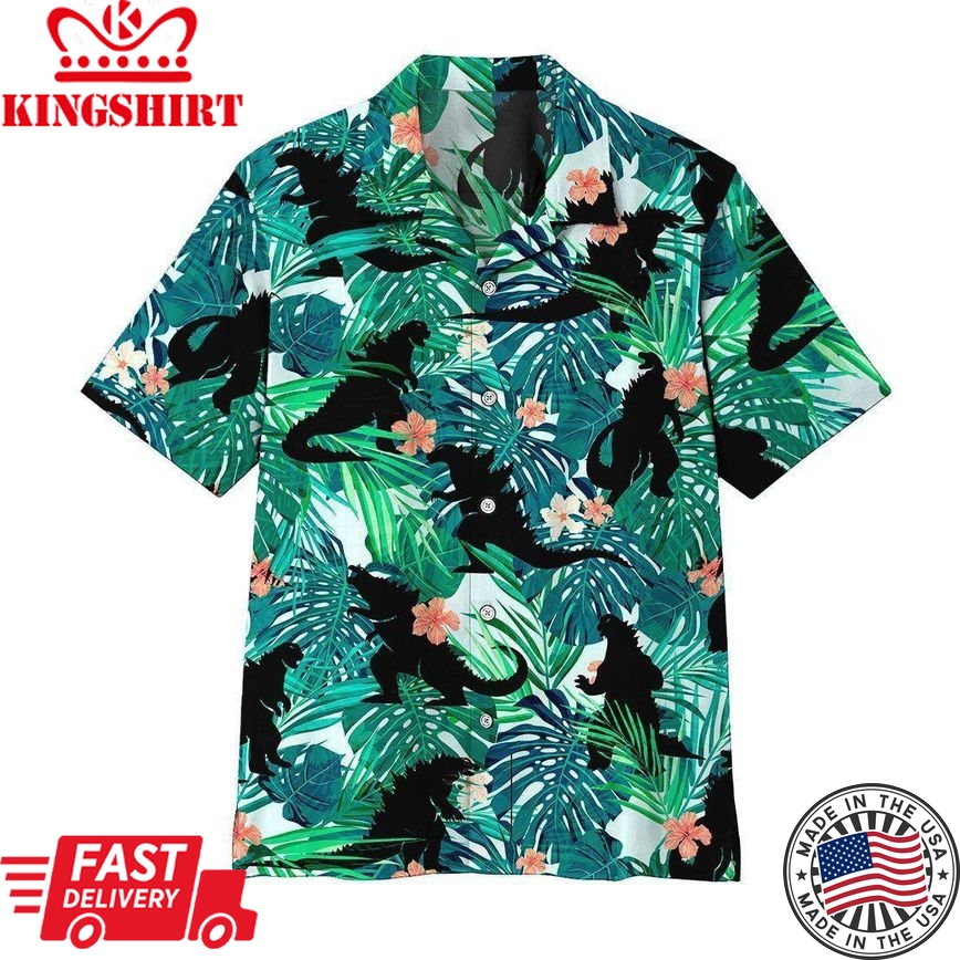 Hawaiian Short Sleeve 3D Godzillla Hawaii Shirt Aloha Shirt For Summer