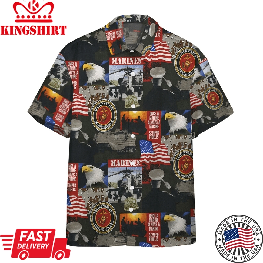 Hawaiian Short Sleeve 3D United States Of America Marines Military Custom Hawaii Shirt Aloha Shirt For Summer