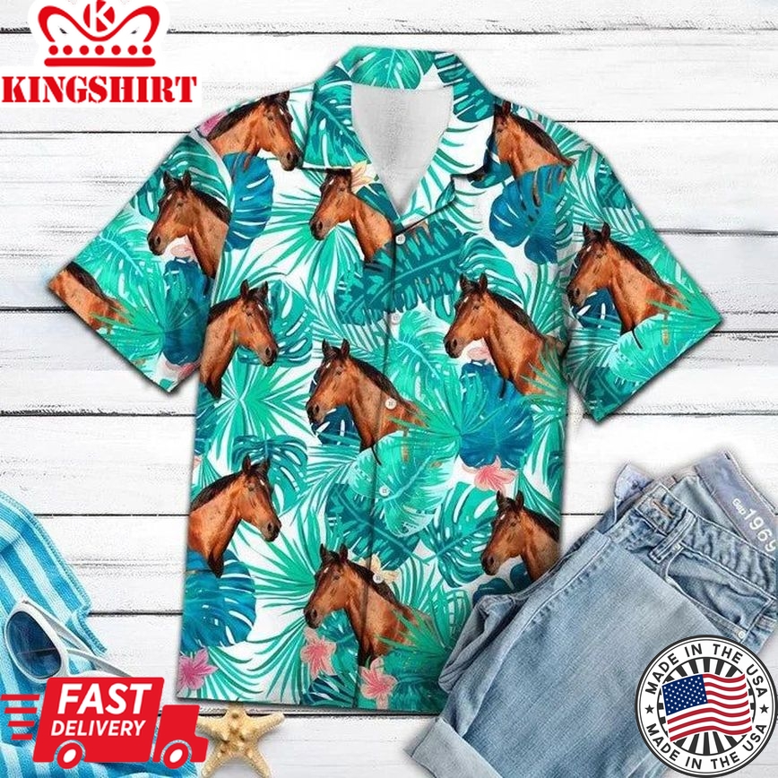 Head Of Horse Tropical Forest Hawaiian Shirt For Men, Women