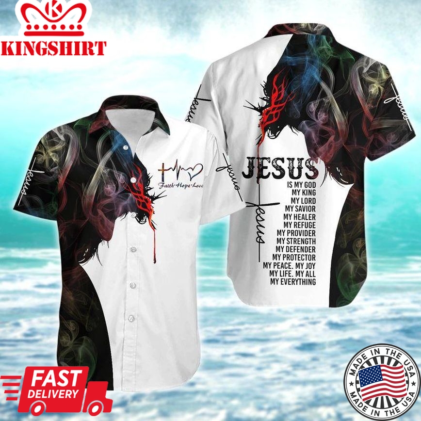 Heavenly Palms: Jesus-themed Aloha Shirt