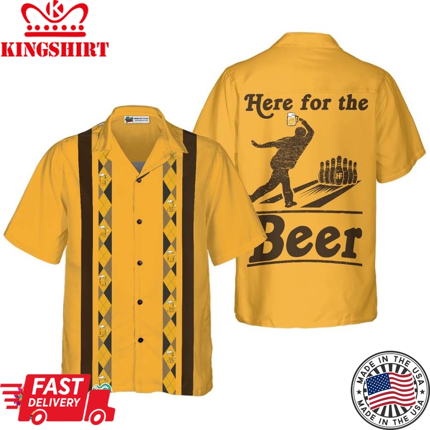 Here For The Beer Bowling Hawaiian Shirt, Drinking And Bowling Shirt, Best Gift For Bowling Players