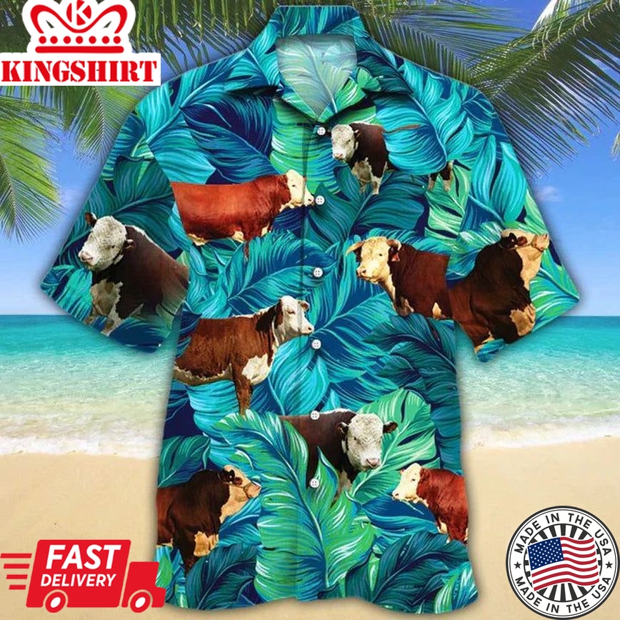 Hereford Cattle Lovers Hawaiian Shirt, Cow Aloha Shirt For Men, Hawaii Shirt Women