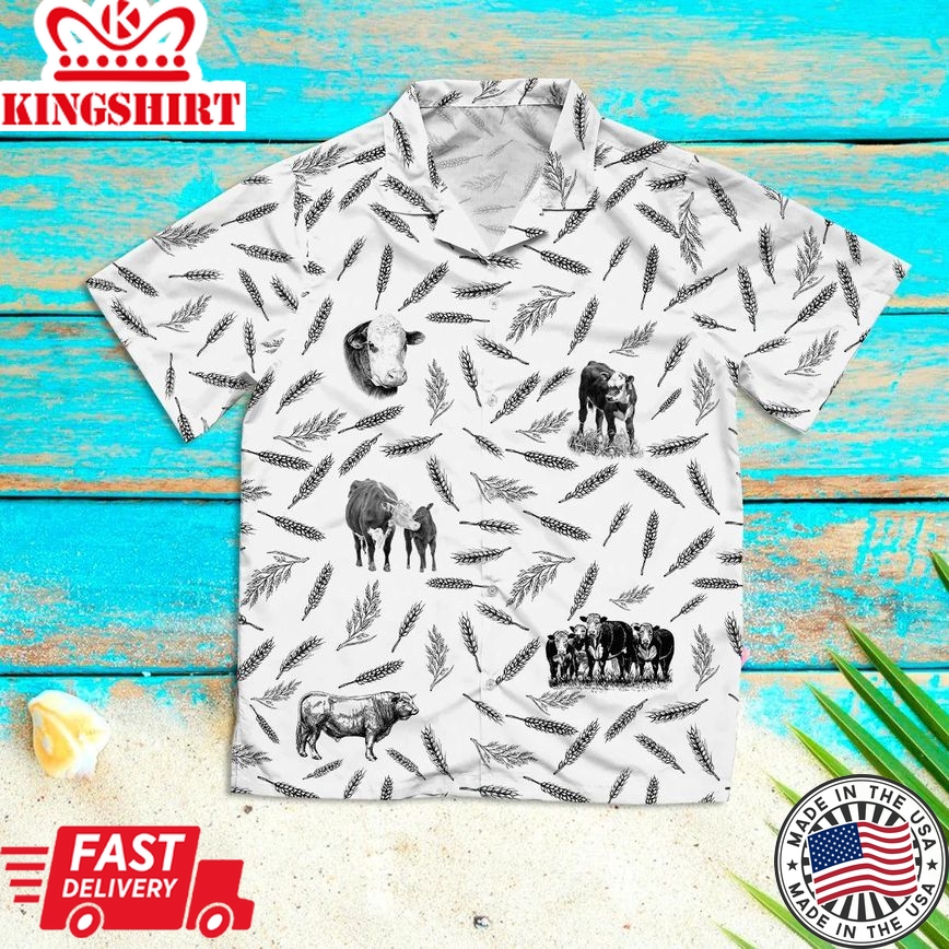 Hereford Cattle Pattern Hawaiian Shirt, Summer Hawaiian Shirts For Men And Women Aloha Beach Shirt