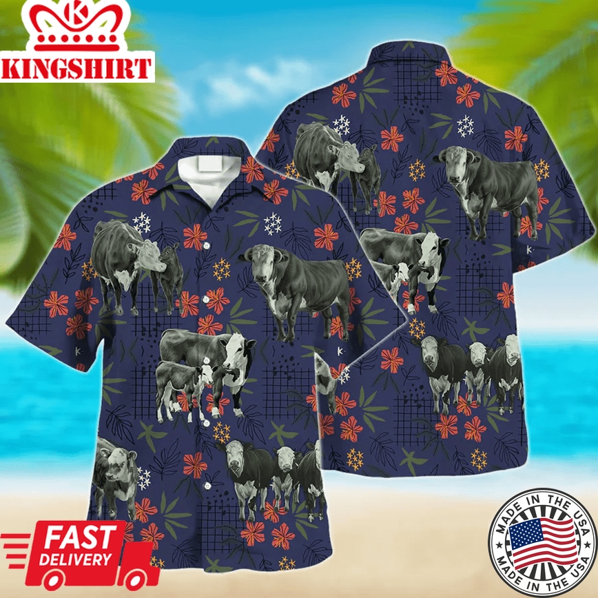 Hereford Cow Trendy Hawaiian Shirt, Animal Trendy Hawaiian Shirts, Farmer Shirt For Men And Women