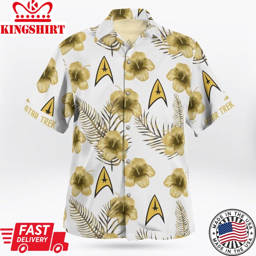 Hibiscus Floral Star Trek Starships - Hawaiian Shirt For Men, Women, Kids