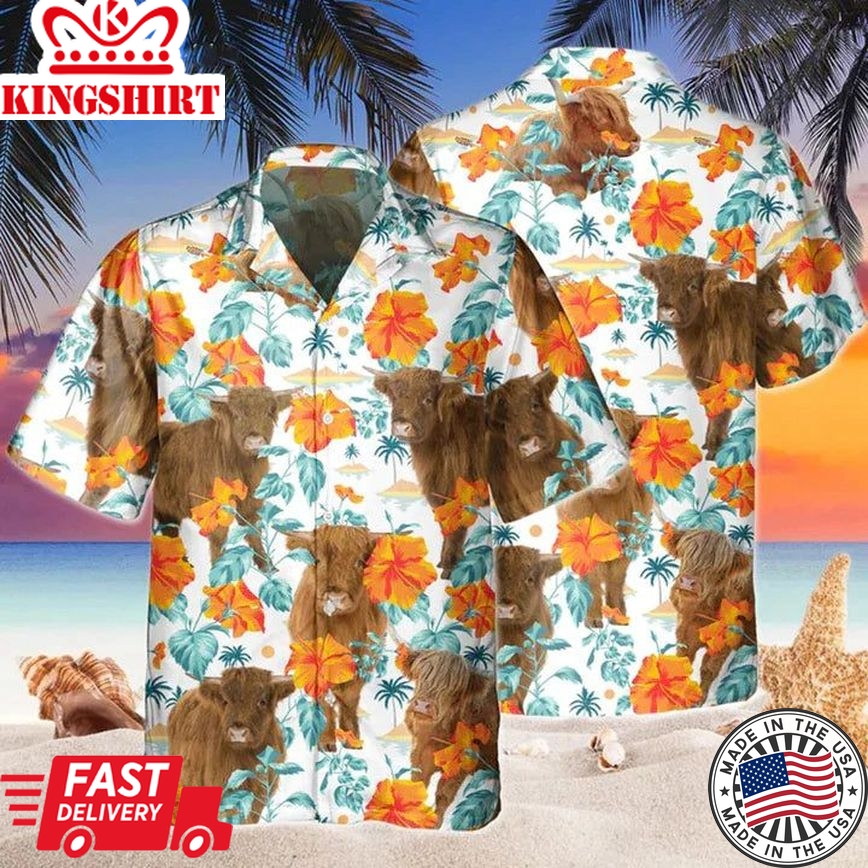 Highland Bright Hibiscus Flowers Hawaiian Shirt