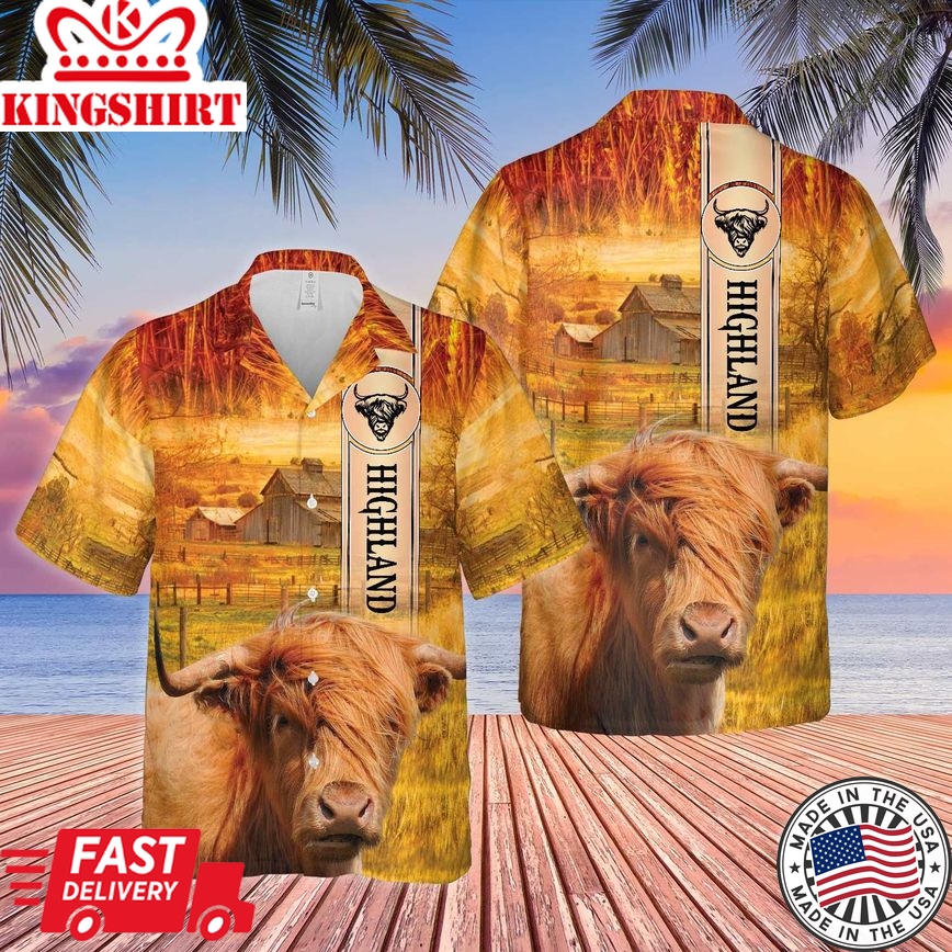 Highland Cattle Breed All Printed 3D Trendy Hawaiian Shirt, Cow Trendy Hawaiian Shirt, Summer Gifts For Men And Women