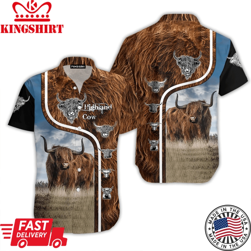 Highland Cattle Cow Trendy Hawaiian Shirt For Aloha Shirt