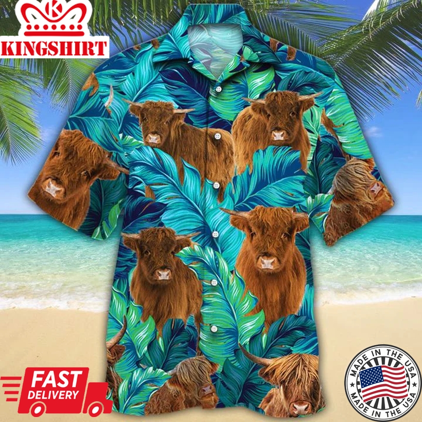 Highland Cattle Lovers Trendy Hawaiian Shirt