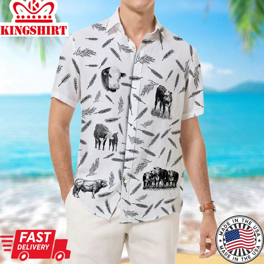 Highland Cattle Pattern - Hawaiian Shirt, Animal Farm Cow Hawaiian Shirts For Men, Women