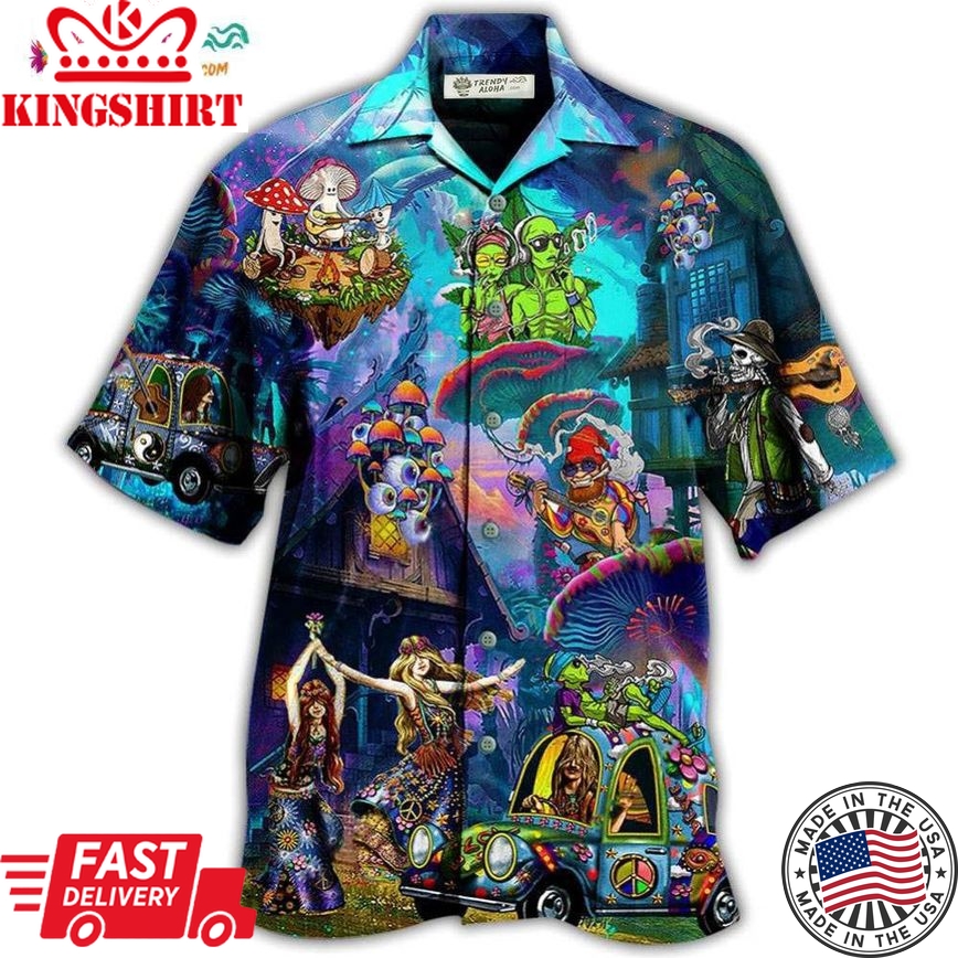 Hippie Alien Skull Peace Life Hawaiian Shirt