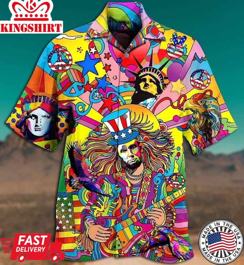 Hippie America Colorfull Style Hawaiian Shirt