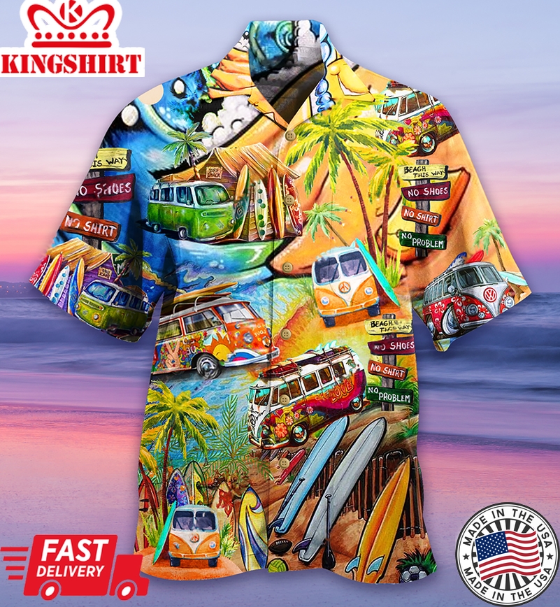 Hippie Bus Love Beach Summer Hawaiian Shirt