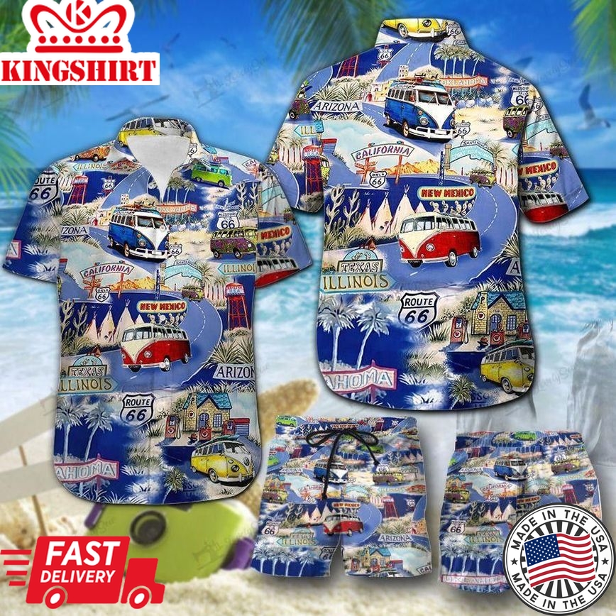 Hippie Camping Trendy Hawaiian Shirt Set Unisex