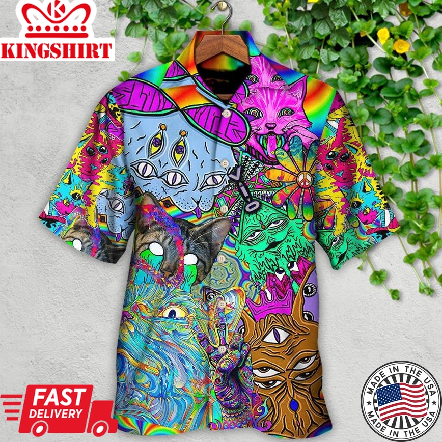 Hippie Cat Break My Mind Hawaiian Shirt