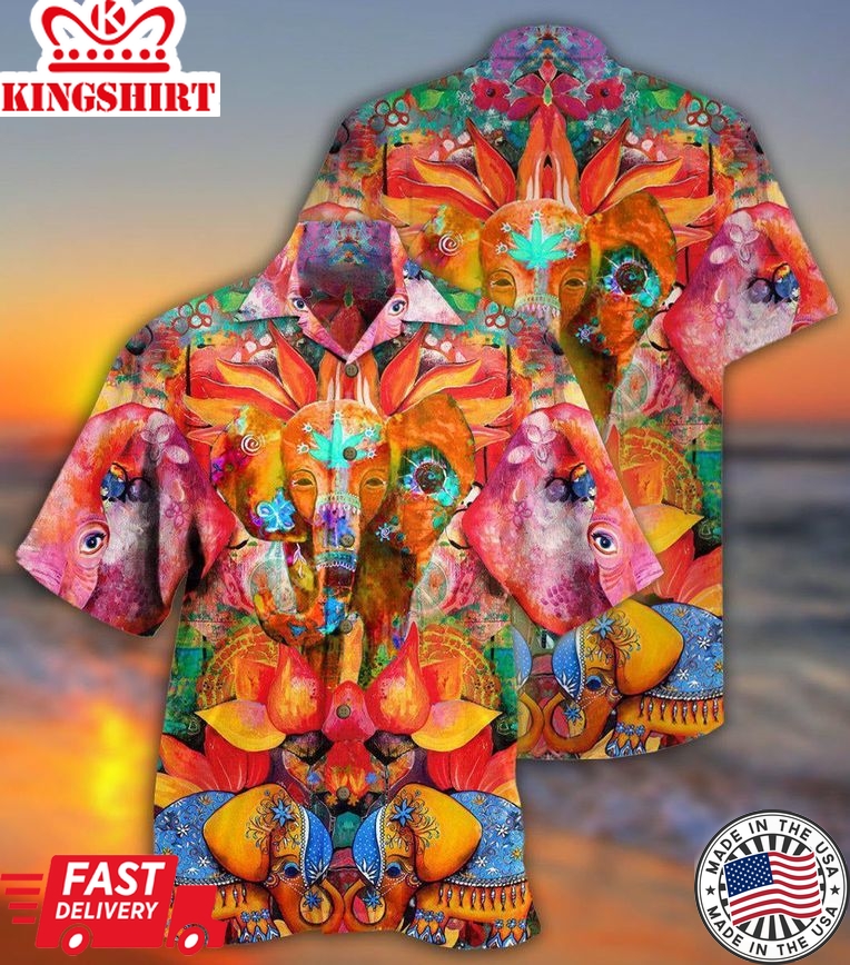 Hippie Elephant Amazing Style Hawaiian Shirt