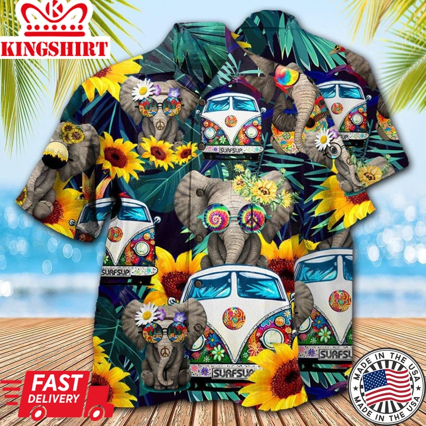 Hippie Elephant Wonderful Camping Hawaiian Shirt