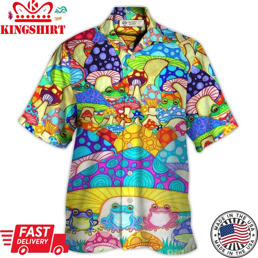 Hippie Frog Mushroom Hippie Colorful Art Peace Hawaiian Shirt