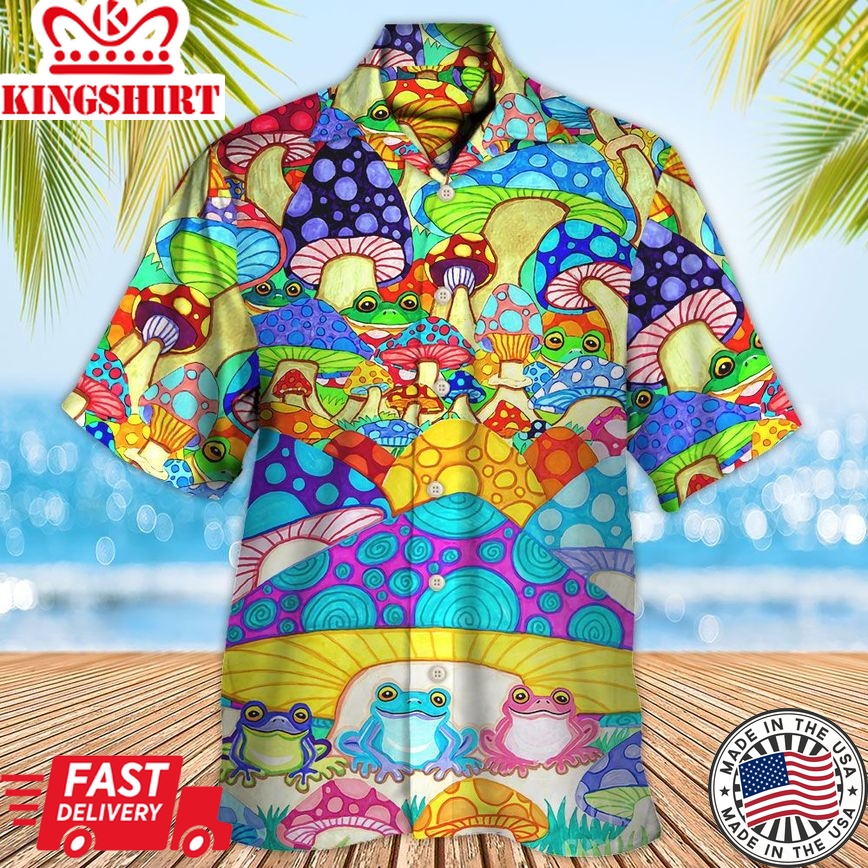 Hippie Frog Mushroom Hippie Colorful Art Peace Hawaiian Shirt