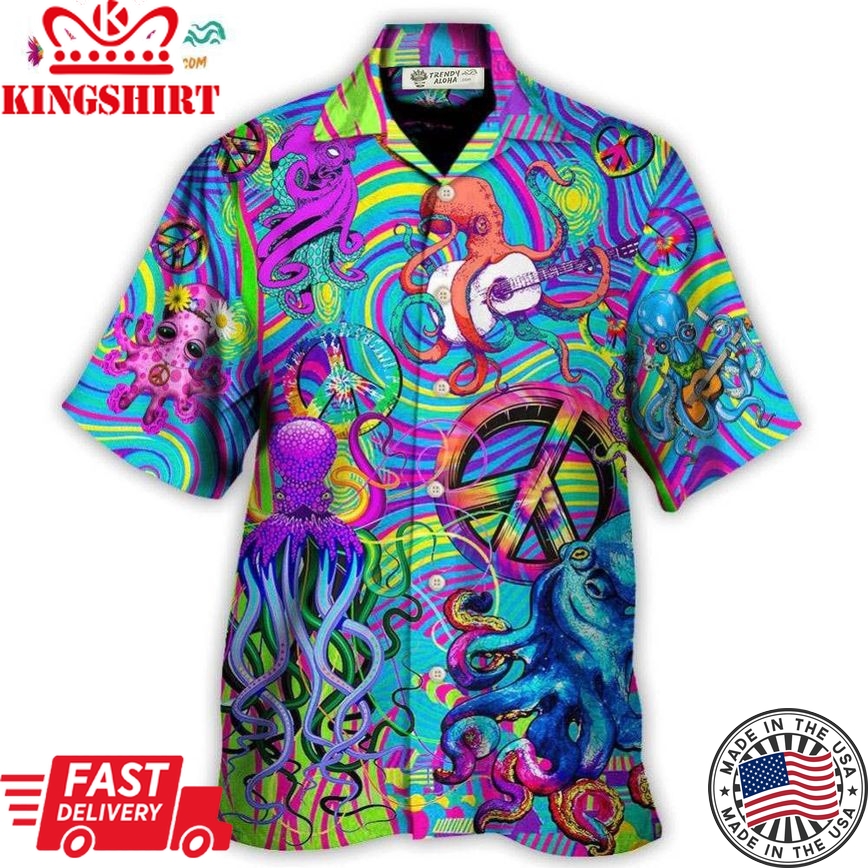 Hippie Funny Octopus Colorful Tie Dye Art Style Hawaiian Shirt