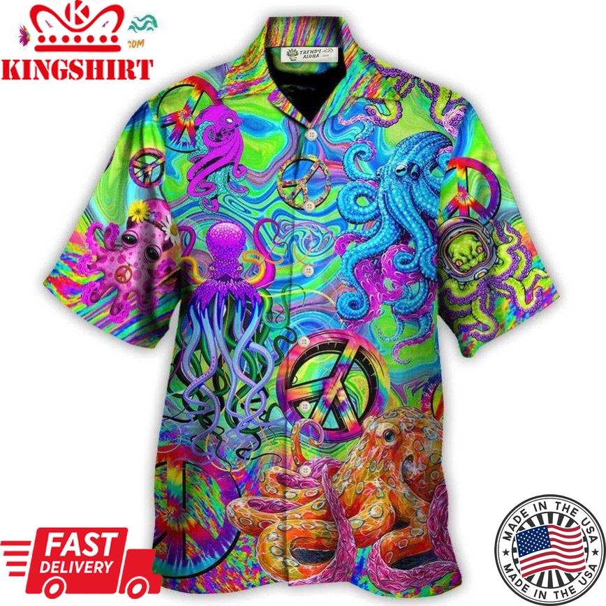 Hippie Funny Octopus Colorful Tie Dye Hawaiian Shirt