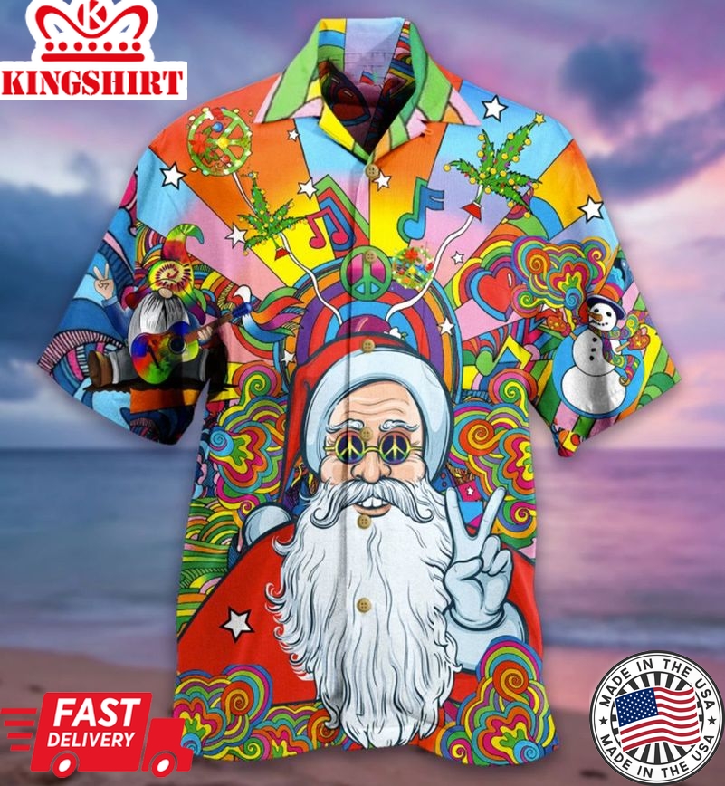 Hippie Funny Santa Claus Hawaiian Shirt