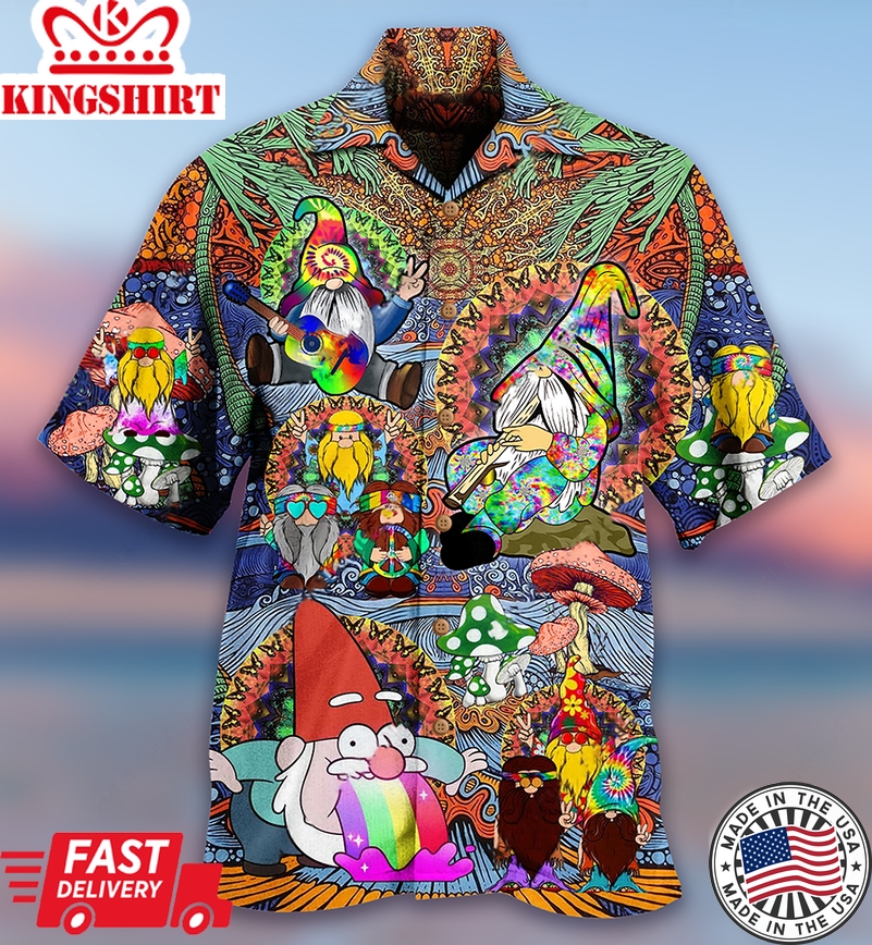 Hippie Gnome Peace Life Color Hawaiian Shirt