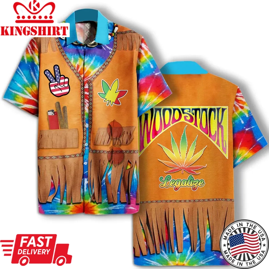 Hippie Hawaii Shirt Woodstock Legalize Tie Dye Costume Hawaiian Aloha Shirt