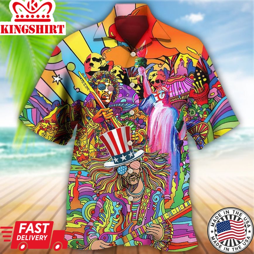 Hippie Independence Day America Cool Hawaiian Shirt