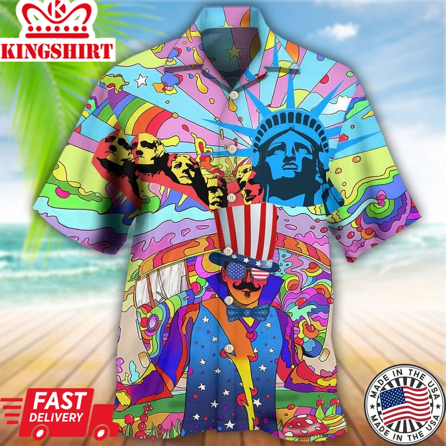 Hippie Independence Day America Hawaiian Shirt