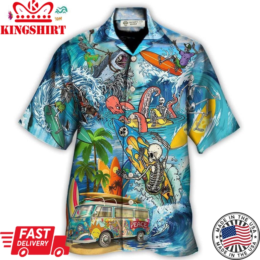 Hippie Live To Surf Skull Live Style Hawaiian Shirt