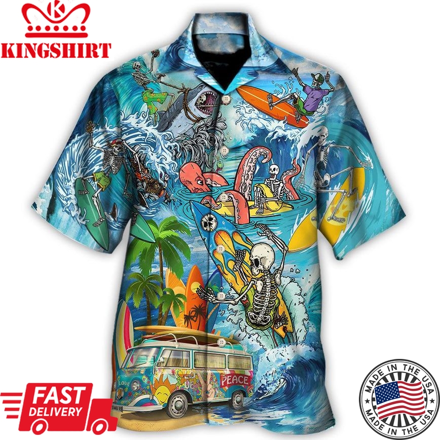 Hippie Live To Surf Skull Live Style Hawaiian Shirt